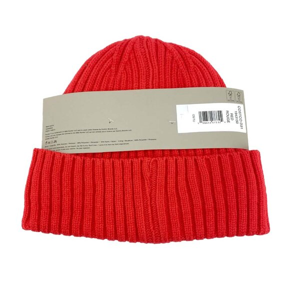 Hunter Women's Red Ribbed Cuff Beanie: Fleece Lined / One Size - Picture 2 of 4